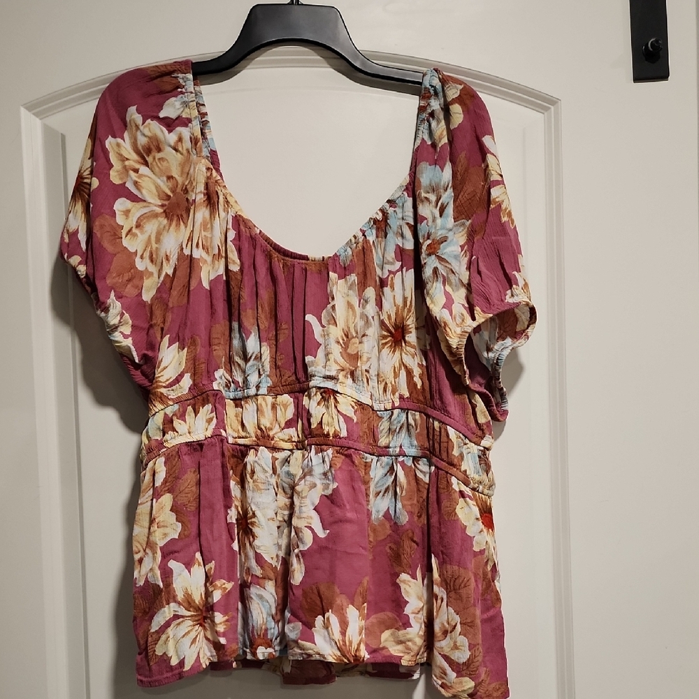 Maurices Pink Flutter Sleeve Smocked Blouse